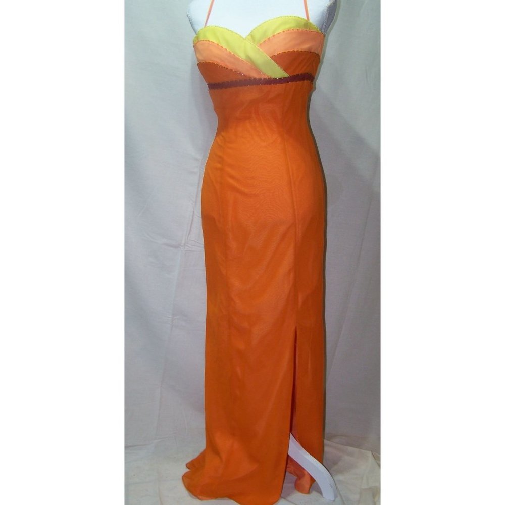 Amelie Silk Gown Dress Orange 2 Mermaid Beading